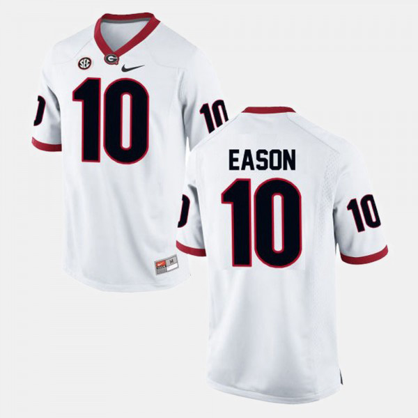 Men's #10 Jacob Eason Georgia Bulldogs College Football Jersey - White